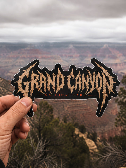Grand Canyon death metal logo sticker, alternate view