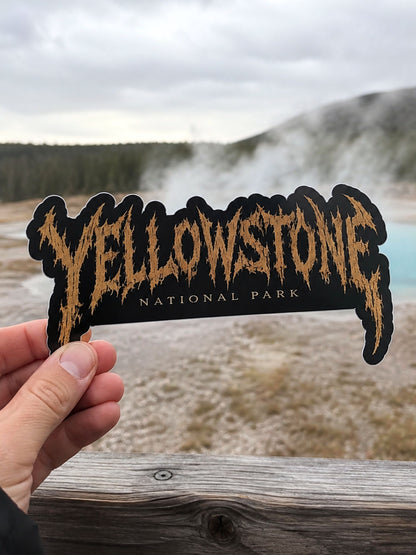 Yellowstone death metal logo sticker, alternate view