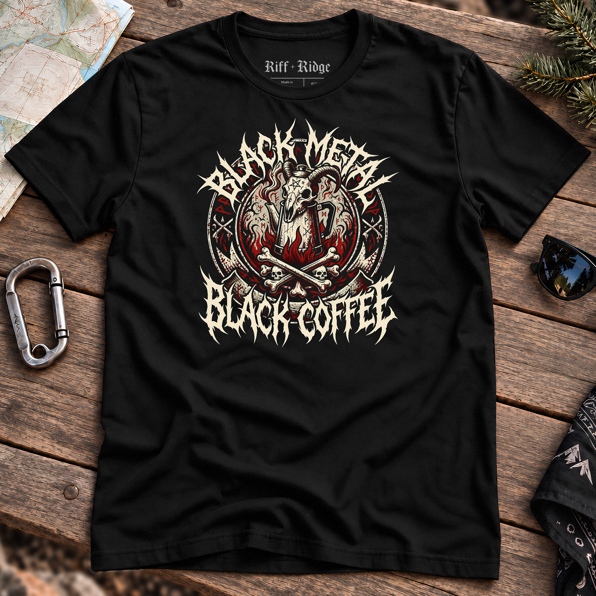 Black Coffee Tee, product mockup