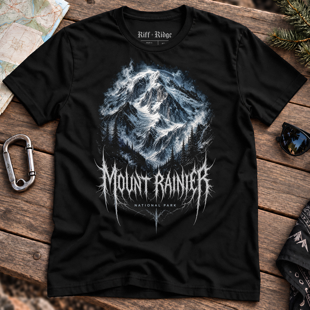 Mount Rainier Dark Summit Tee, product mockup