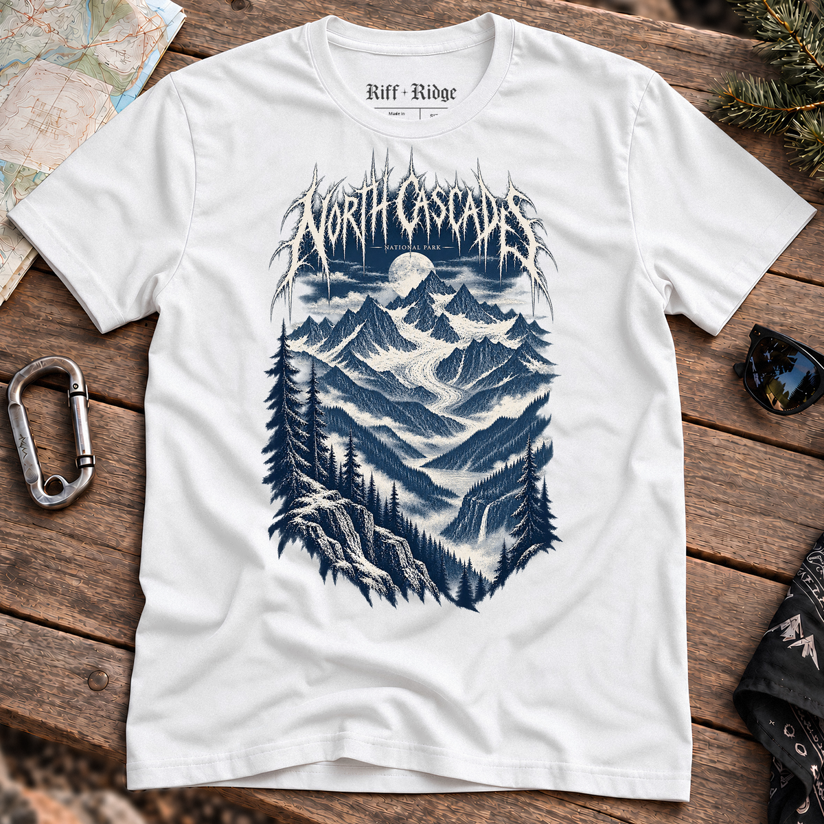 North Cascades Pale Moon Tee, product mockup