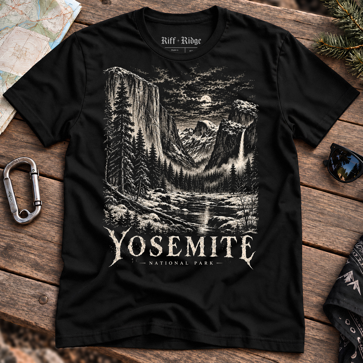 Yosemite Winter Vale Tee, product mockup